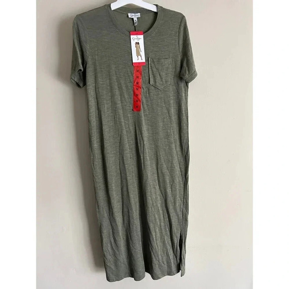 Jessica Simpson Women’s Casual Midi T-Shirt Dress Green Size M NWT - Picture 1 of 6